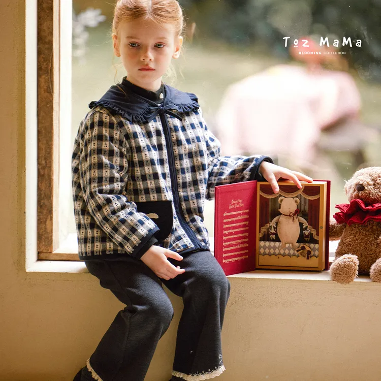 【双12】Toz Girls豆几妈冬季提花保暖棉服外套女童加厚休闲喇叭裤