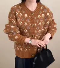 「韩国花朵」针织毛衣开衫（毛衣摩擦起球正常介意慎拍）