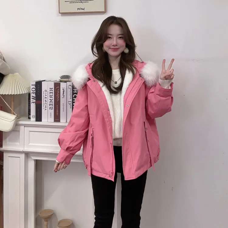 IEF/爱依服2025冬季新款韩版温柔风工装加绒保暖派克服中外套