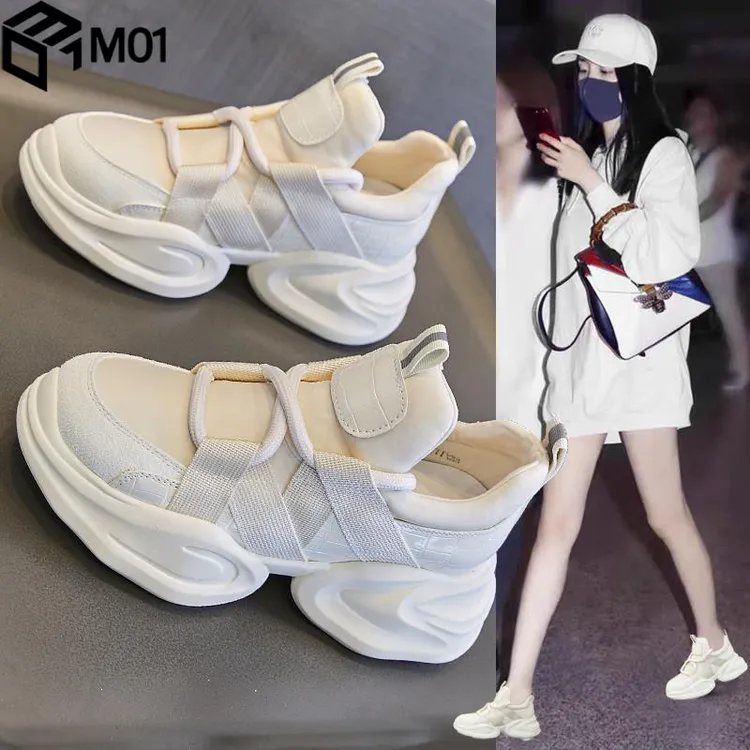 M01内增高老爹鞋女2025年秋季女鞋厚底百搭小白鞋松糕休闲运动鞋