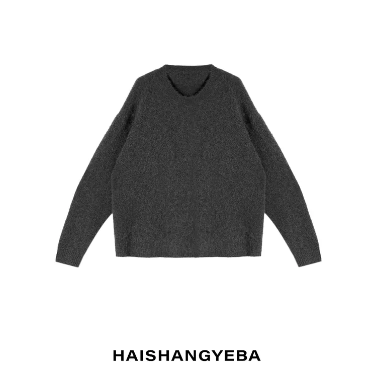 【海上叶爸】新款2025秋冬百搭羊毛圆领纯色通勤保暖休闲毛衣