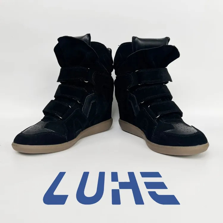 7.6公分伊莎同款隐藏式内增高高帮鞋复古平底休闲魔术贴运动鞋