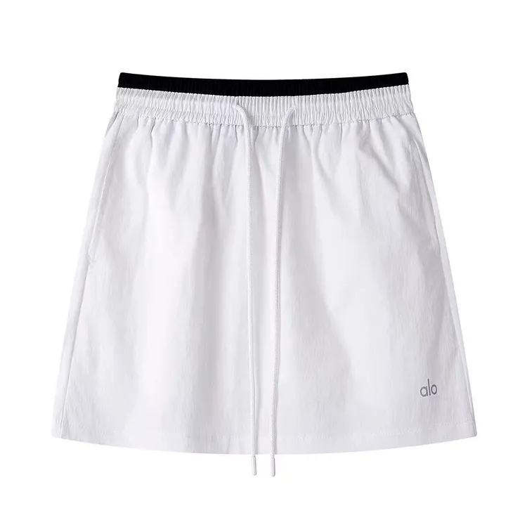 夏季速干松紧腰抽绳a字短裙女新款2025显瘦半身裙舒适休闲简约裙