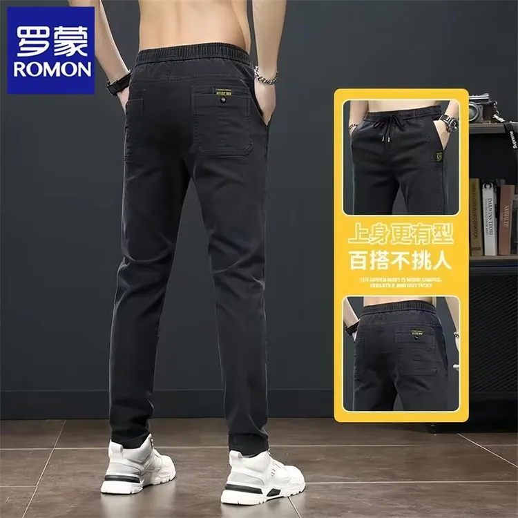 Romon/罗蒙夏季男士牛仔裤新宽松直筒修身韩版潮流百搭休闲长裤子