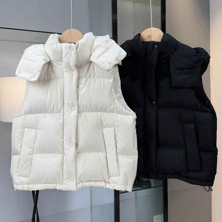 lulu四格巨厚90白鸭绒羽绒服女短款2025年冬可脱卸帽羽绒马甲外套