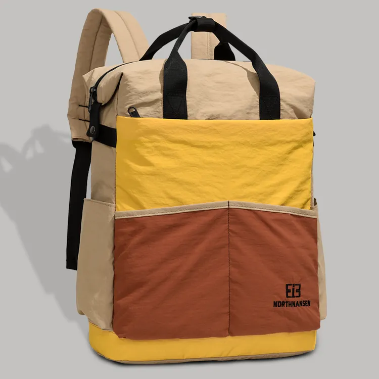 学院风双肩背包拼色时尚百搭背包外出潮流多功能双肩包撞色休闲包