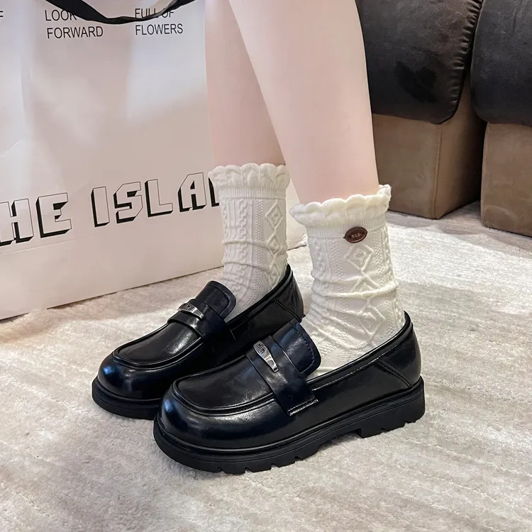 【品牌】厚底乐福女单鞋2026新款鞋子软面百搭时尚英伦风小皮鞋703