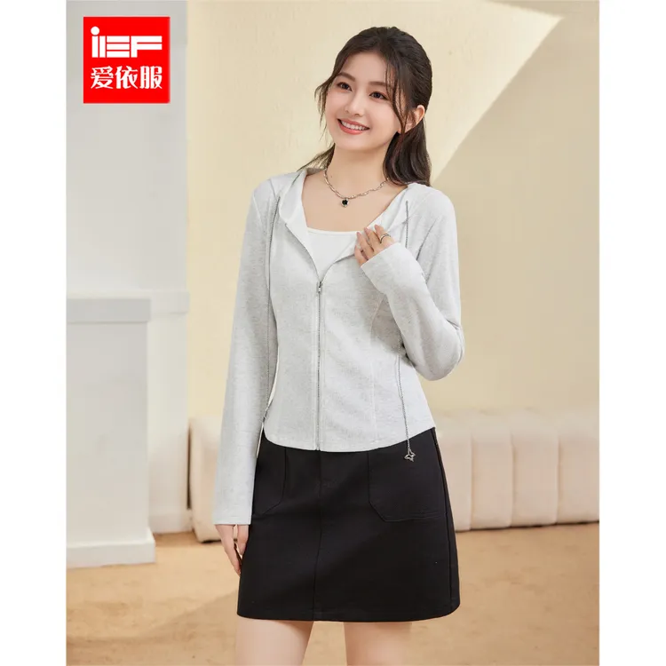 IEF/爱依服【微胖】大码女装2025秋季新款韩版简约休闲风卫衣外套