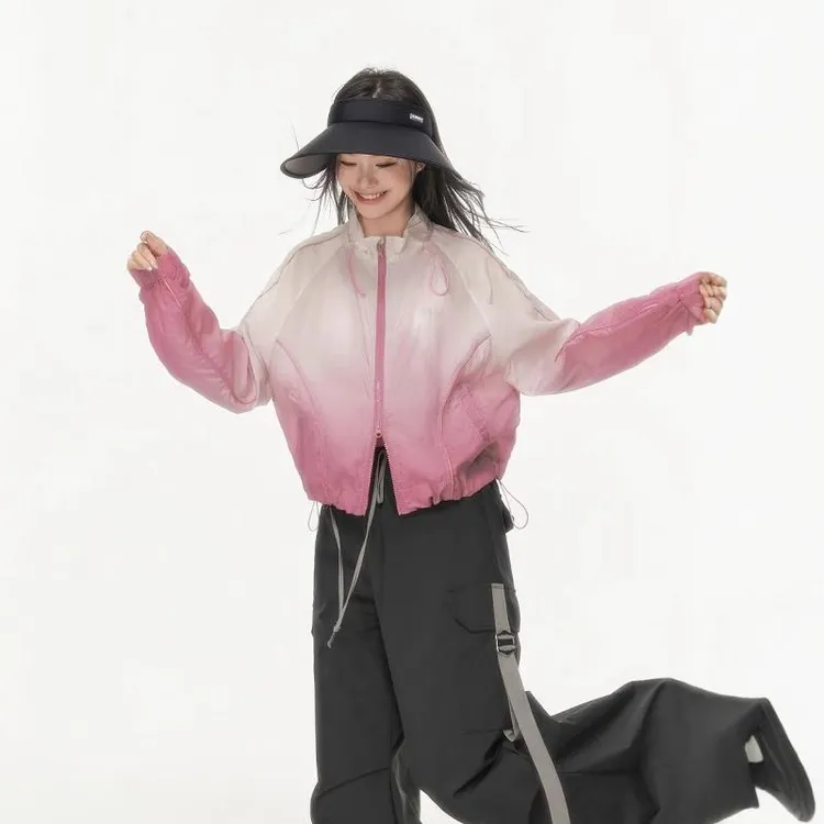 异径户外短款防晒衣女款2025年夏季新款韩系宽松休闲立领防晒服薄