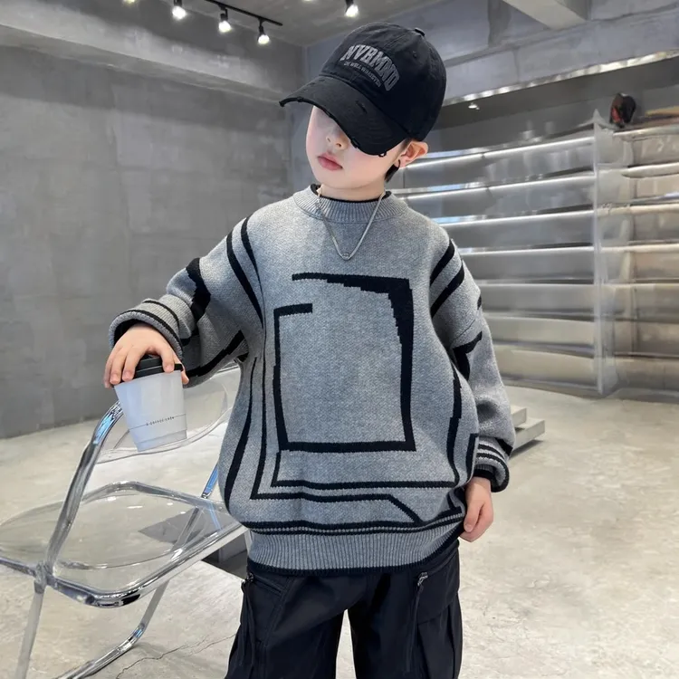 男童毛衣秋冬新款儿童洋气套头韩版中大童冬季男孩打底针织衫潮
