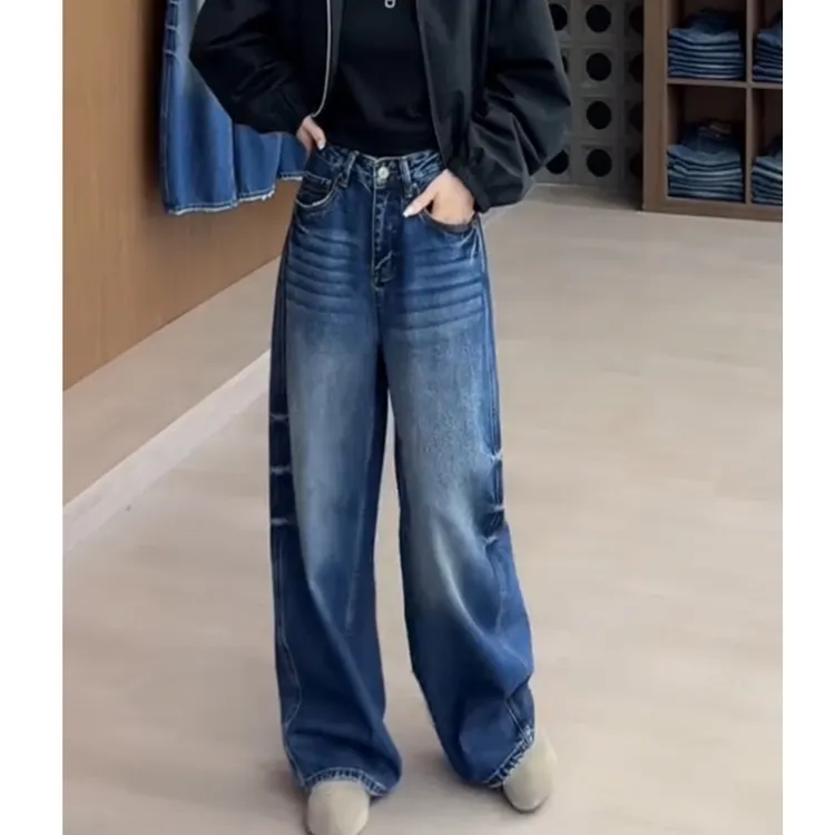 牛仔裤女士2025秋季新款爆款裤子显瘦百搭长裤高腰时尚水洗阔腿裤