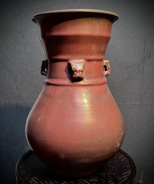 禹州钧窑非遗手工娄高强全手工泥塑堆雕象鼻尊