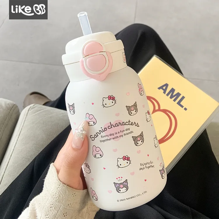 hellokitty可爱保温杯女生吸管水杯女新款2025高颜值便携学生杯子