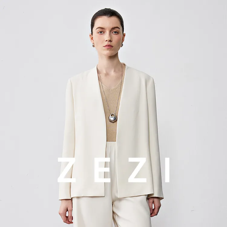 ZEZI【凯特】西装日本进口三醋酸无领极简西装气质百搭时尚春秋新款