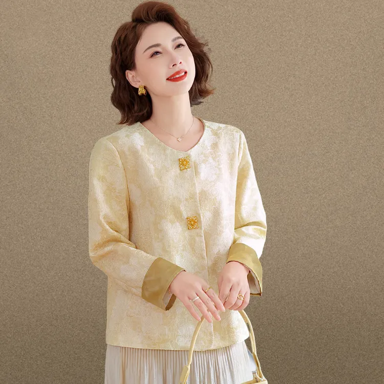 妈妈秋装小香风外套气质国风开衫2025新款中老年人女春秋宽松上衣