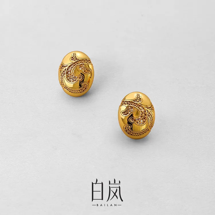 925银耳饰 【12月上新】白岚缠枝花丝耳钉925银耳饰耳环女ED4837