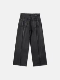 Hobkirk 25FW 进口涂层手工刷蜡 立体剪裁A字直筒宽松水洗牛仔裤