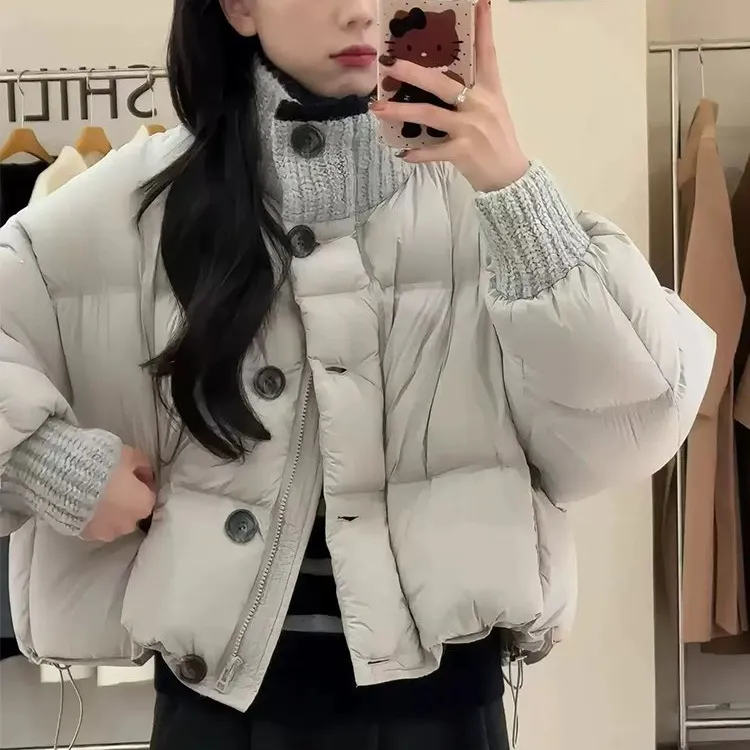 【奥莱正品】针织立领短款棉服女装冬季2025年新款时尚小个子保暖面