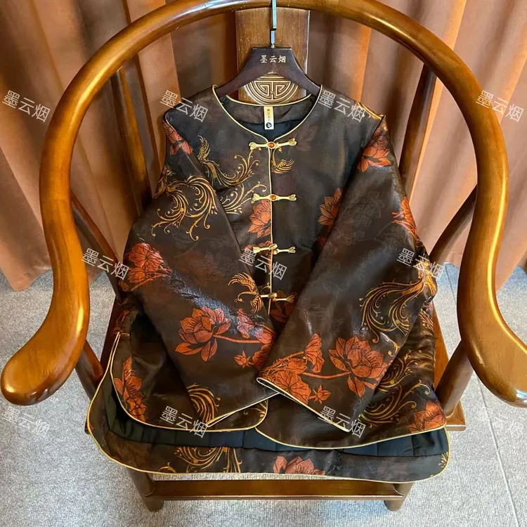 【秋莲】新中式羊毛棉秋冬厚款网红印染潮流扣款女装077