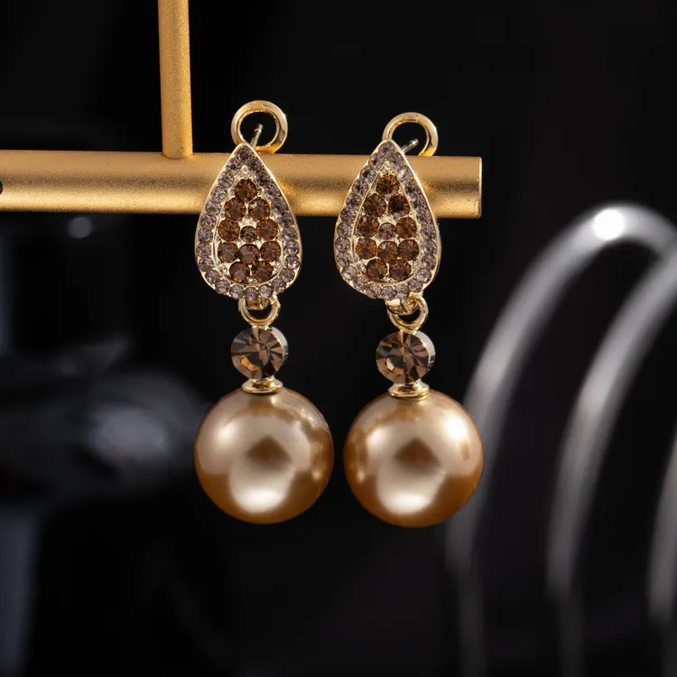 铜合金合成锆石耳饰 【LANSE 新年系列·赫本的午后】法式复古耳环