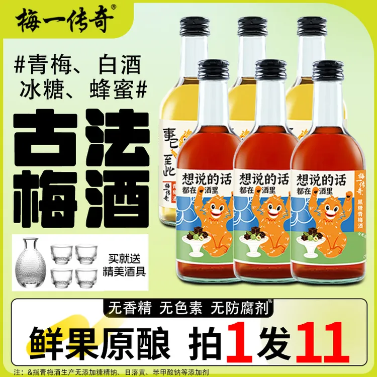 梅一传奇青梅酒果味6瓶整箱微醺果酒低度梅子酒晚安聚会网红送礼
