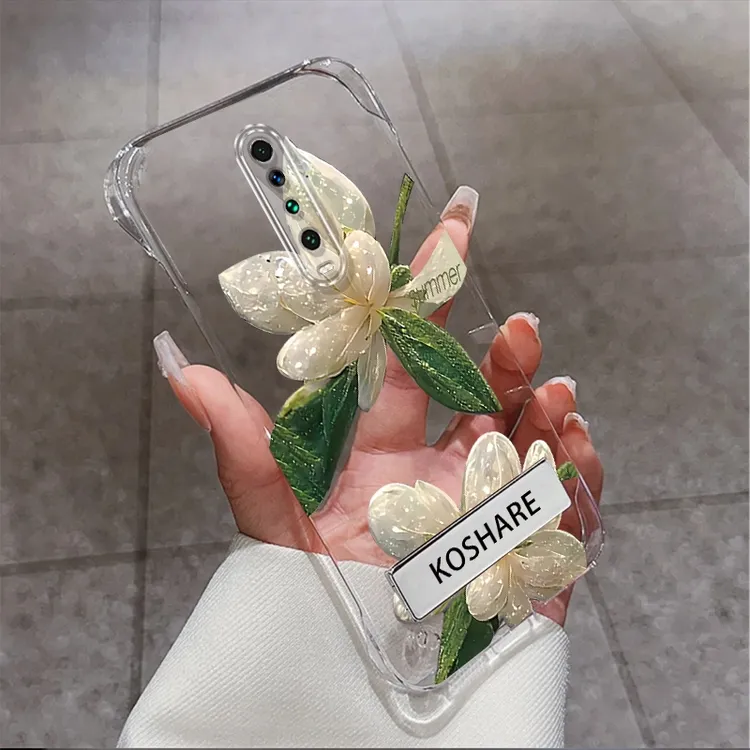 适用于红米K30/k30i水晶花无边框支架手机壳