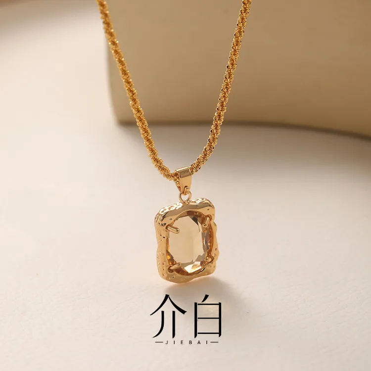 铜合金项链 美拉德风女精致几何项链锁骨链日韩法式简约