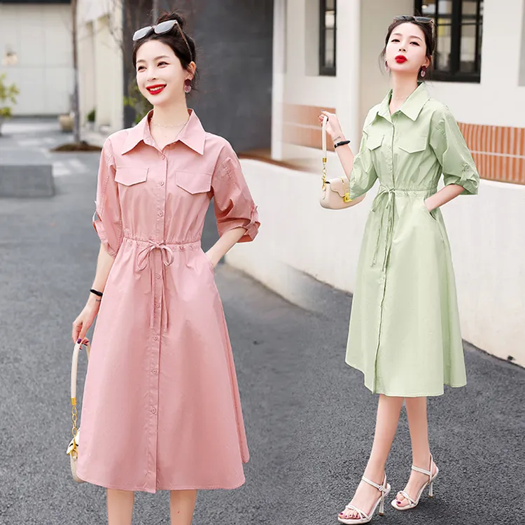 衬衫连衣裙女装夏季温柔风小个子收腰显瘦高级感法式别致茶歇裙子