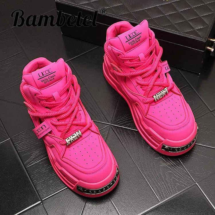 Bambetel男鞋高帮百搭潮流工装鞋透气潮鞋厚底时尚运动休闲鞋春秋