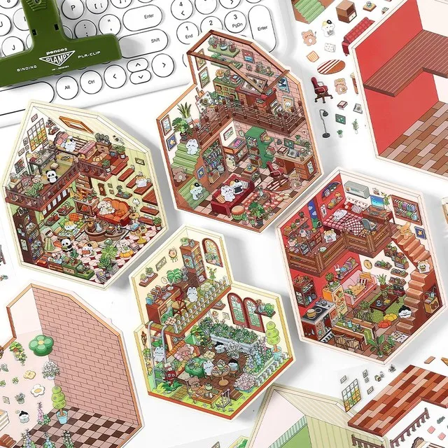 Infeel.Me我的小屋2.5D造景贴纸可爱小房子diy微缩场景装饰素材贴