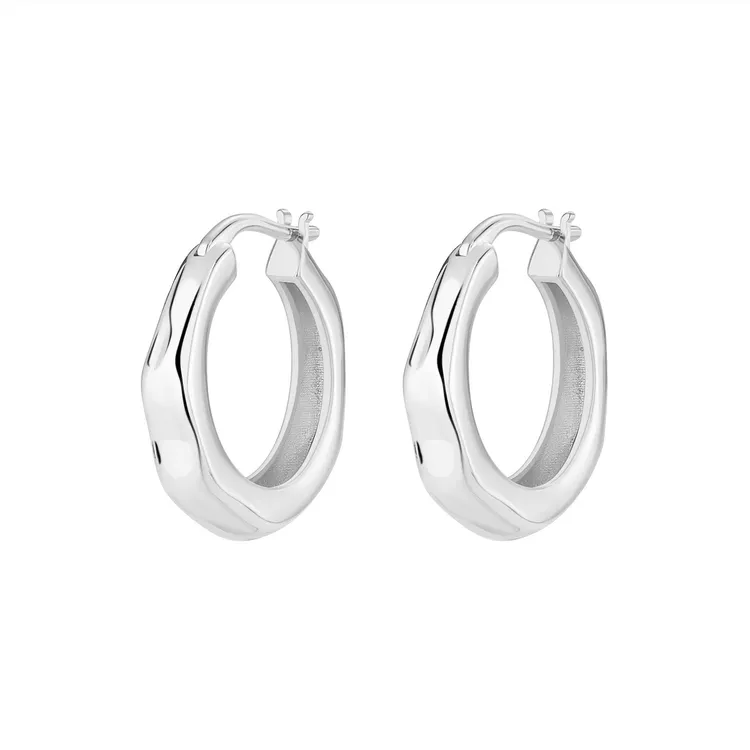 锌合金耳饰 法式几何复古潺流耳圈小众设计感简约耳环极简风耳扣商品图