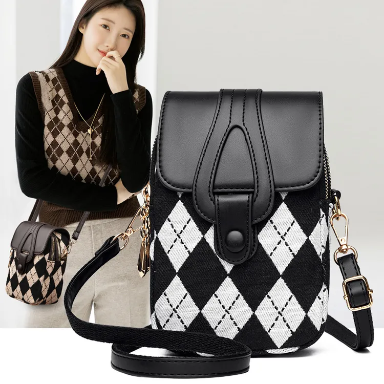 迷你手机包女包千鸟格经典款小方包洋气时尚百搭女士单肩斜挎包潮
