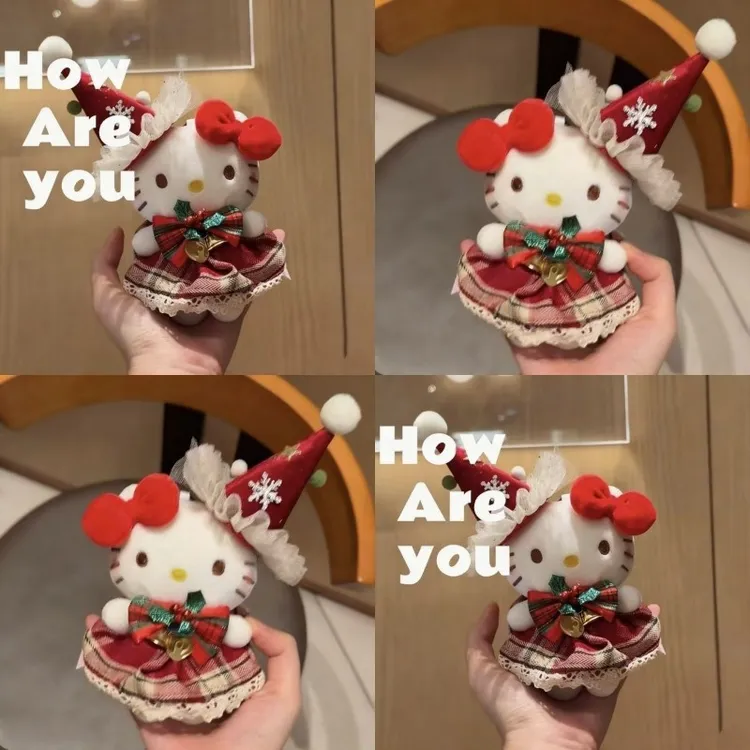 包挂件HelloKitty圣诞老人凯蒂猫玩偶挂饰毛绒公仔钥匙扣礼物PPS