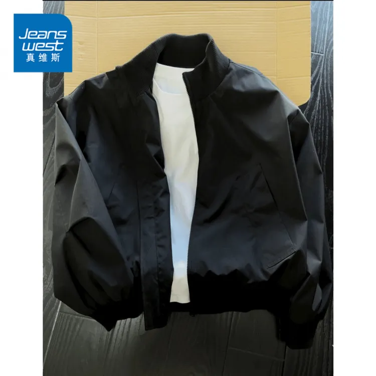 真维斯美式bomber飞行员夹克外套男秋冬cleanfit廓形短款棒球服