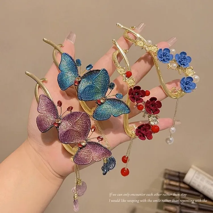 新中式流苏发簪女后脑勺盘发发髻精致古风桂花扭扭夹青蛙扣发卡子