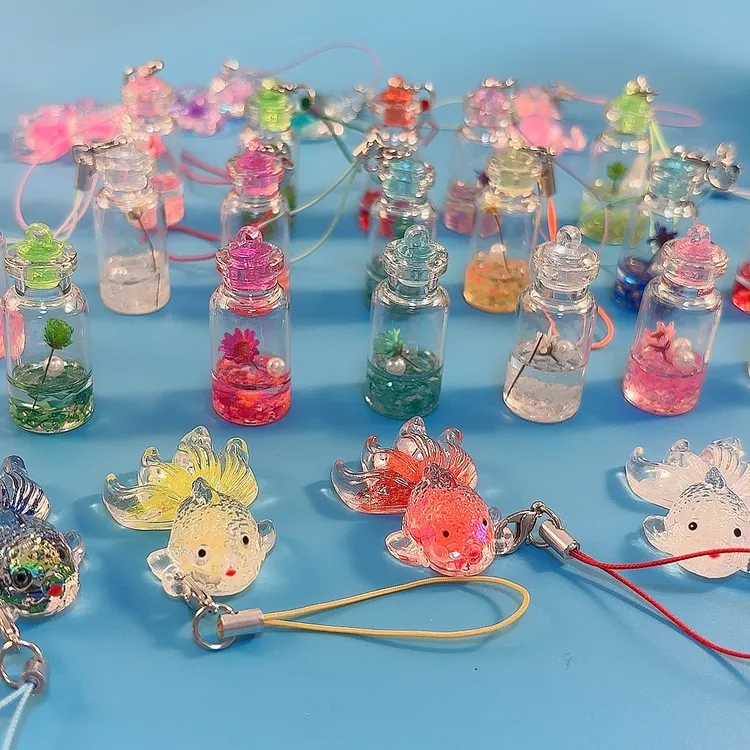 原创夜光干花许愿瓶海螺金鱼锦鲤diy手工创意钥匙扣摆件挂件玩具