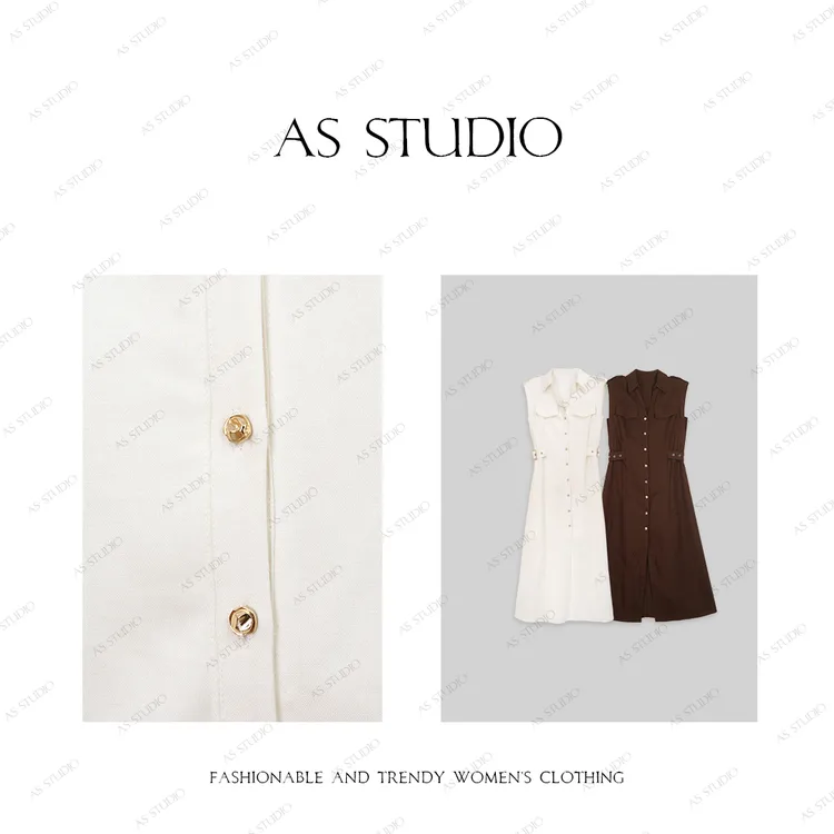 【AS摄魂裙】25新高级气质舒适V领无袖收腰显瘦连衣裙AS25XLYQ00585