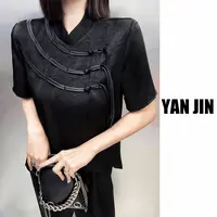 【古韵醋酸套装】-显瘦气质休闲套装厚醋酸 拍上衣送裤子- 套装