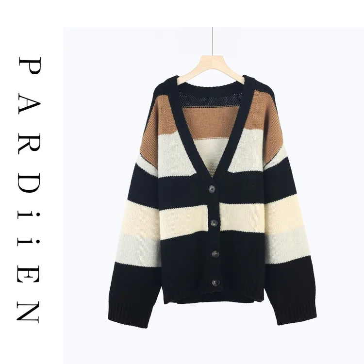 【北总严选】帕迪恩拼色款条纹V领开衫237605