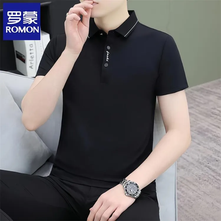 罗蒙新款翻领短袖男士帅气夏季宽松上衣服POLO衫百搭休闲t恤简约T