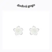 合金合成锆石耳饰 DODOGOGO清绿花朵耳钉多巴胺糖果色耳环耳饰