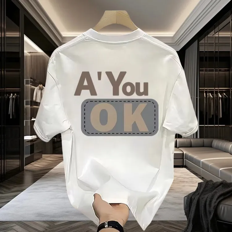 2025蛇年新款潮流宽松休闲百搭圆领印花图案白色短袖T恤男士ins