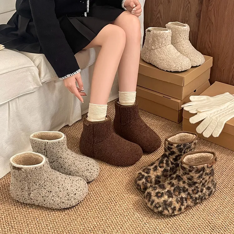 加绒加厚毛毛鞋雪地靴女冬2025新款冬季羊羔绒保暖短靴雪地毛毛靴