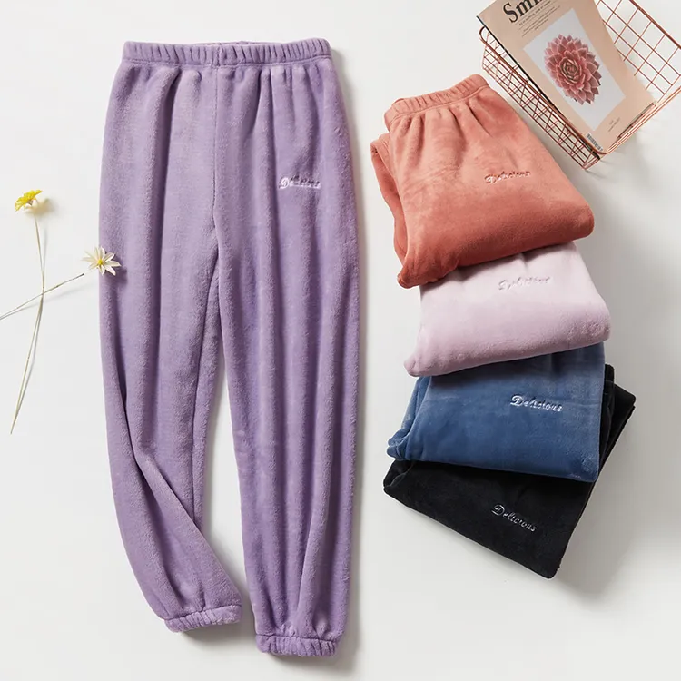 睡裤女冬季长裤法兰绒2025新款女款加绒加厚暖暖裤珊瑚绒家居裤子