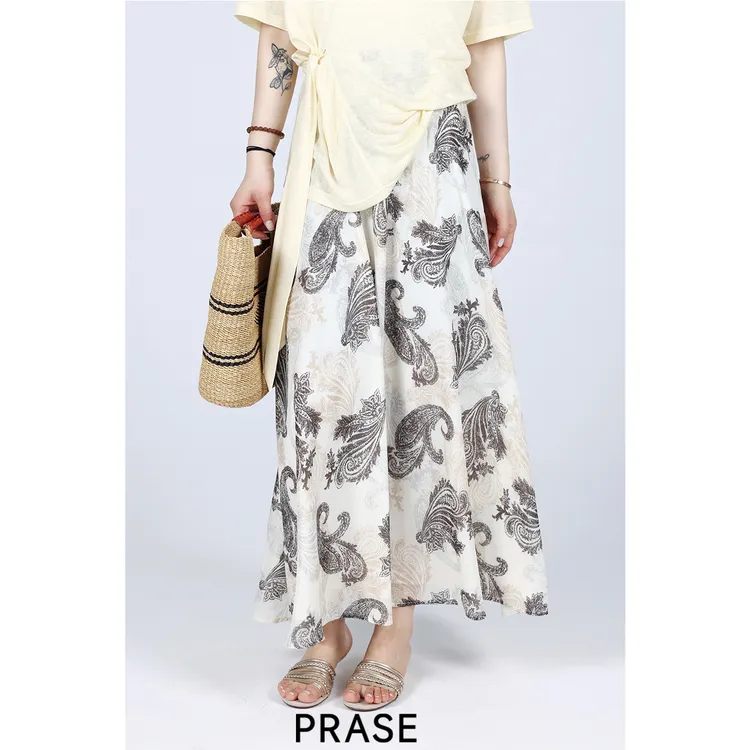 PRASE·噜【波西米亚裙】微胖轻奢设计款夏时尚印花半身伞裙PR506C68