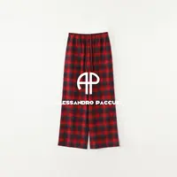 AP洛哥53246KX【格子记】100棉法兰绒色织格子松紧系带时尚休闲长裤