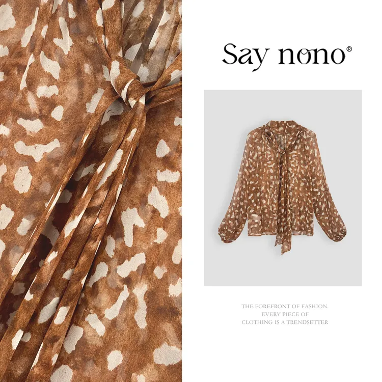 懒猫nono│Saynono 时尚复古碎花蝴蝶结真丝桑蚕丝衫衬衣H10213X