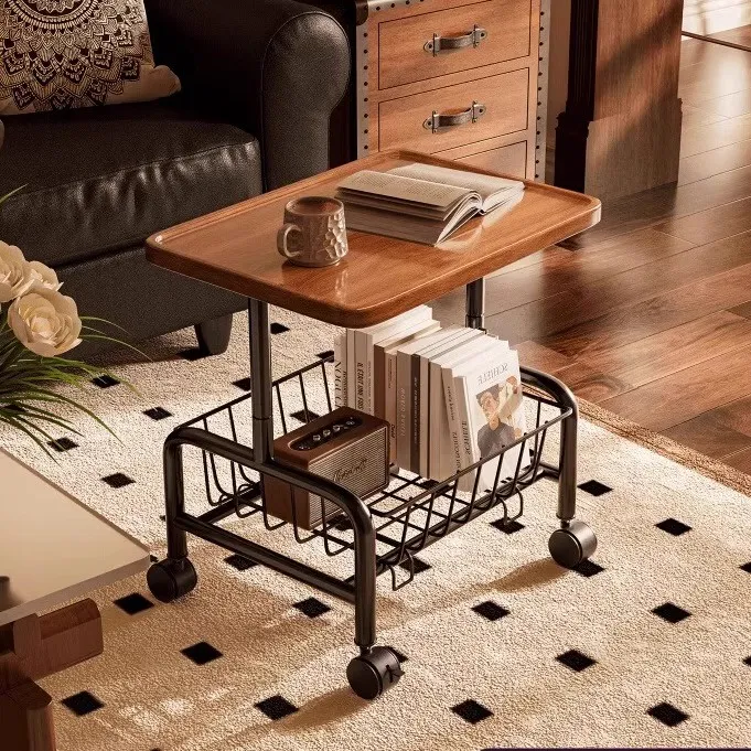 小推车置物架边几沙发可移动客厅带轮奶油风小茶几家用简易小桌子