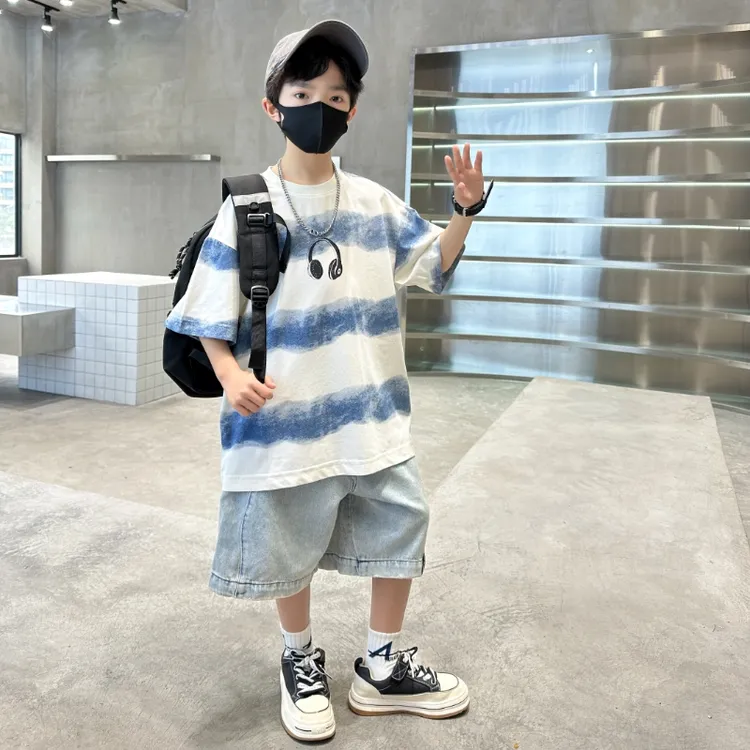MK&UR.BV12-15岁男童夏装套装2025新款夏季两件套男孩儿童夏款薄