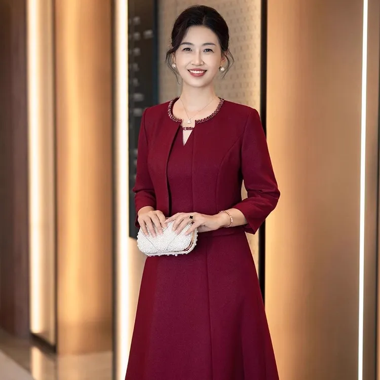 喜婆婆婚宴礼服2025新款妈妈装气质优雅小香风套装连衣裙平时可穿